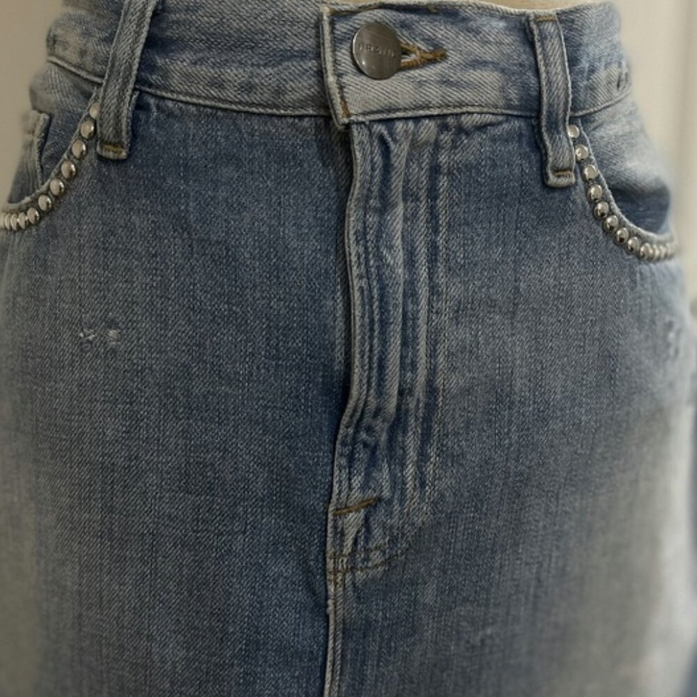 Frame Denim Mini Skirt Size 28 Distressed Studded Y2K Vibes M - Picture 9 of 9